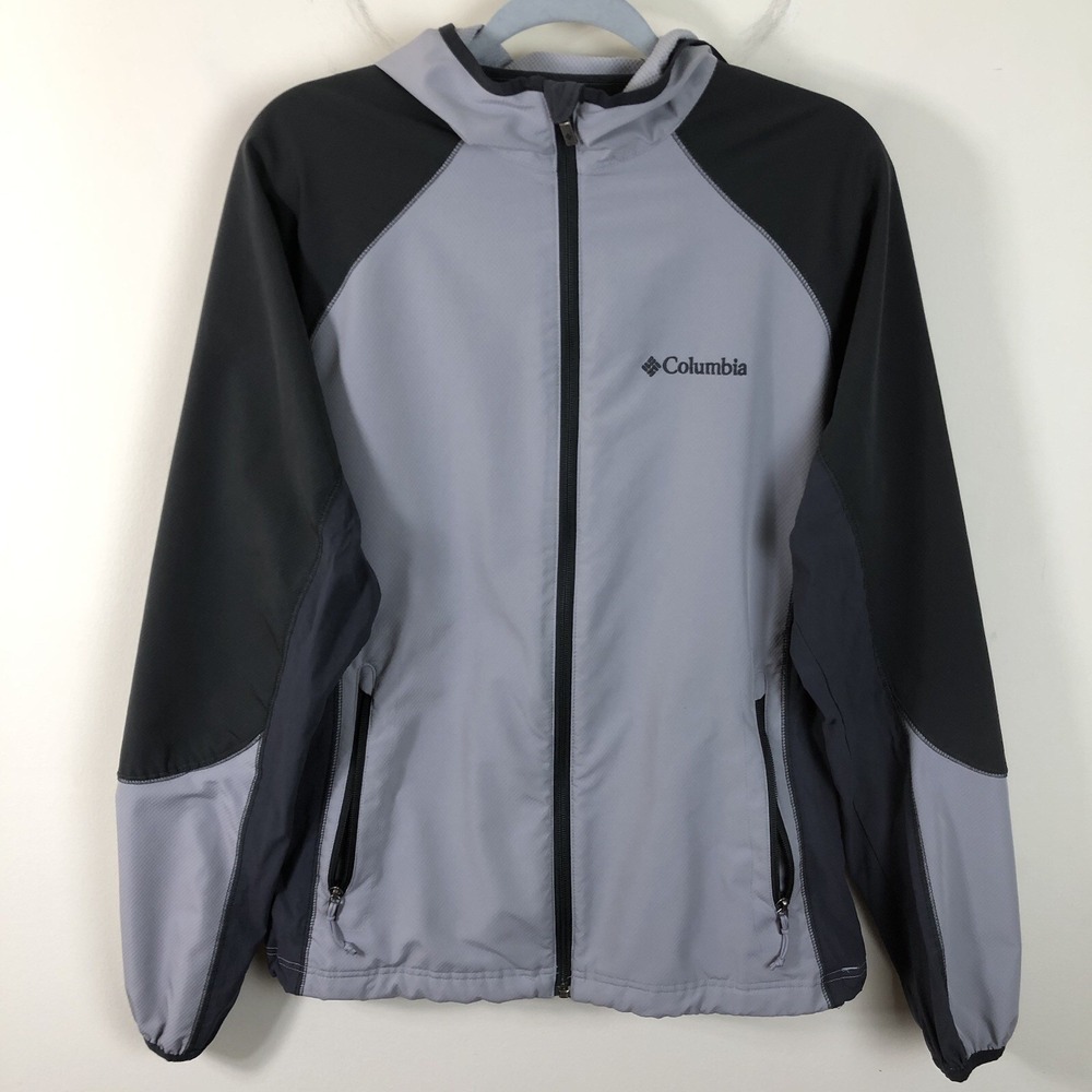 Columbia Full Zip Jacket Men's Sz Medium Gray Hooded Outdoor